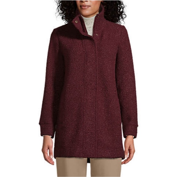 LANDS' END Womens Burgundy Teddy Coat Size Large (14-16) - Picture 2 of 12